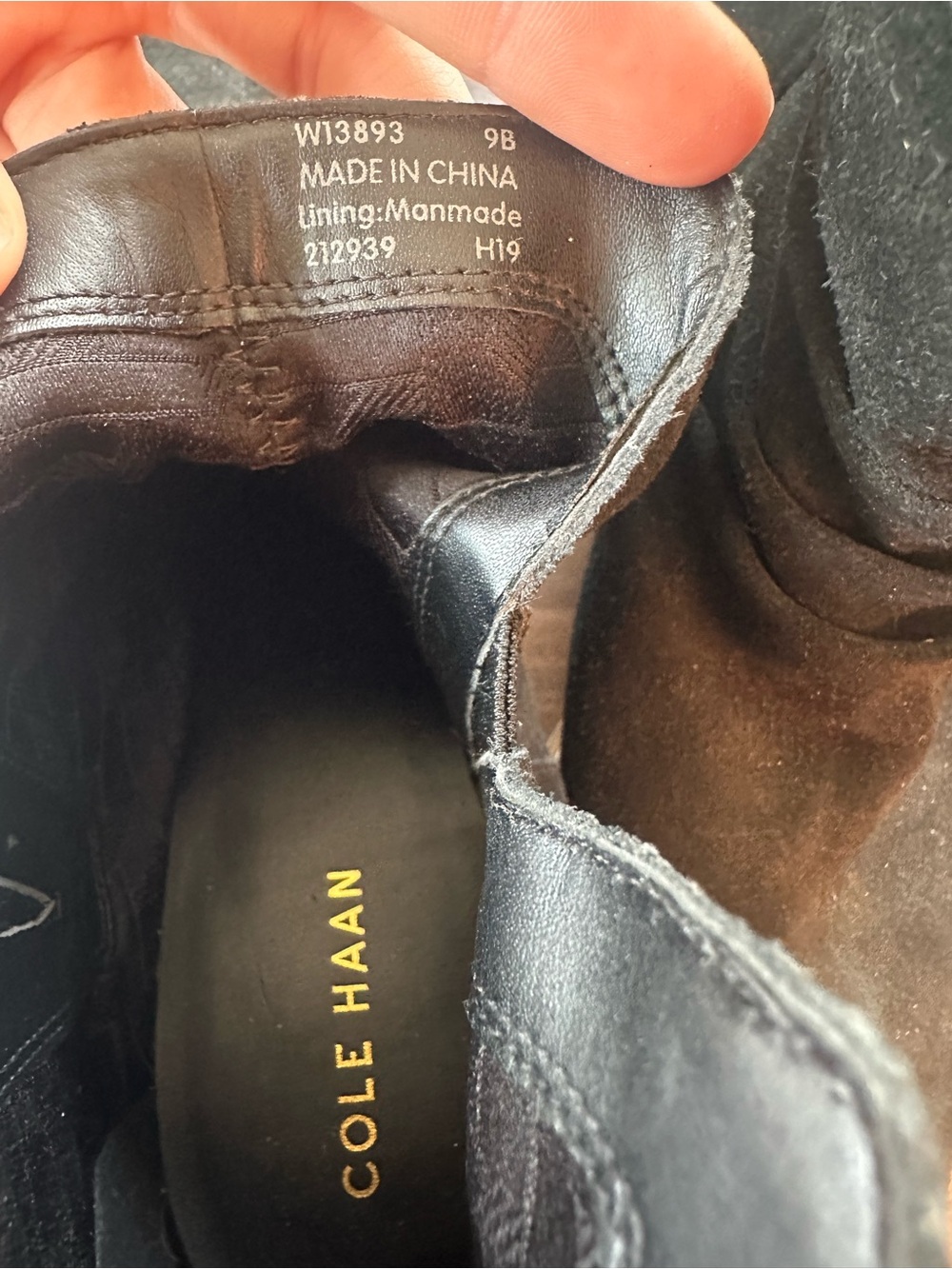 Cole Haan Black Suede Ankle Booties with Stacked Wood Heel - Picture 3 of 5